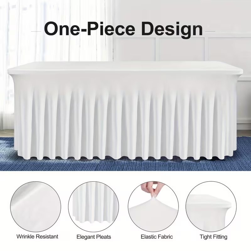 Stretch Spandex Table Cloth Rectangular, Fitted Table Cover for Weddings Parties Banquets Hotel Event Decoration - Image 15