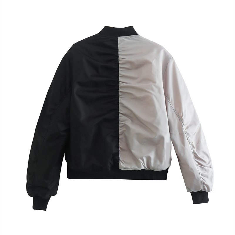 Woman's Casual Chic Jackets Patchwork O-Neck Long Sleeves Pockets Zipper Decoration Winter Warm Jackets Woman Trendy - Image 4