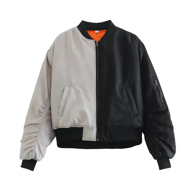 Woman's Casual Chic Jackets Patchwork O-Neck Long Sleeves Pockets Zipper Decoration Winter Warm Jackets Woman Trendy - Image 6