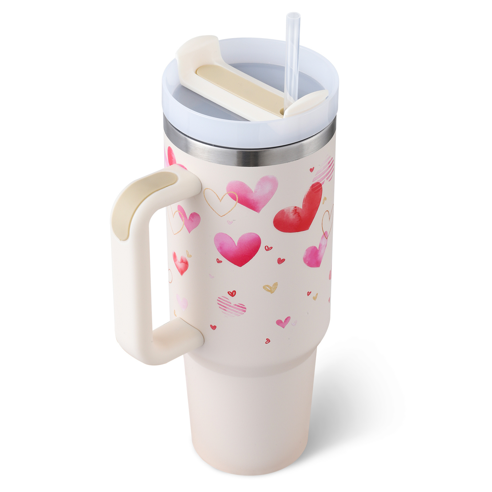 10c2ce95-3254-494e-869c-52873ab6cbca.jpg 40 Oz Tumbler With Handle Straw Insulated, Stainless Steel Spill Proof Vacuum Coffee Cup Tumbler With Lid Tapered Mug Gifts For Valentine Lover Suitable For Car Gym Office Travel - Image 2