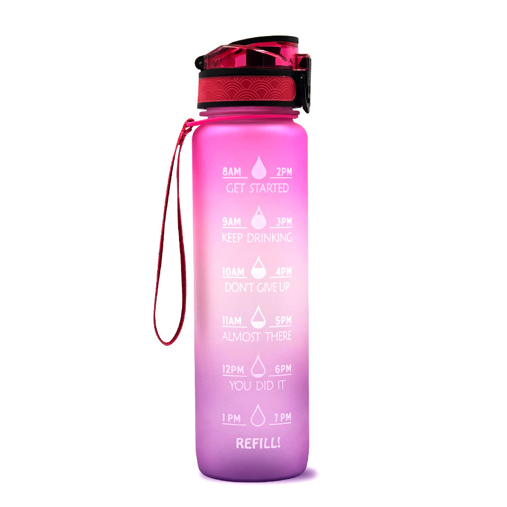 1619059110100.jpg 1L Tritan Water Bottle With Time Marker Bounce Cover Motivational Water Bottle Cycling Leakproof Cup For Sports Fitness Bottles - Image 2