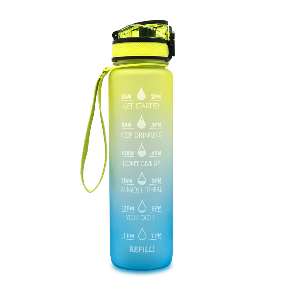 1619059110103.jpg 1L Tritan Water Bottle With Time Marker Bounce Cover Motivational Water Bottle Cycling Leakproof Cup For Sports Fitness Bottles - Image 3