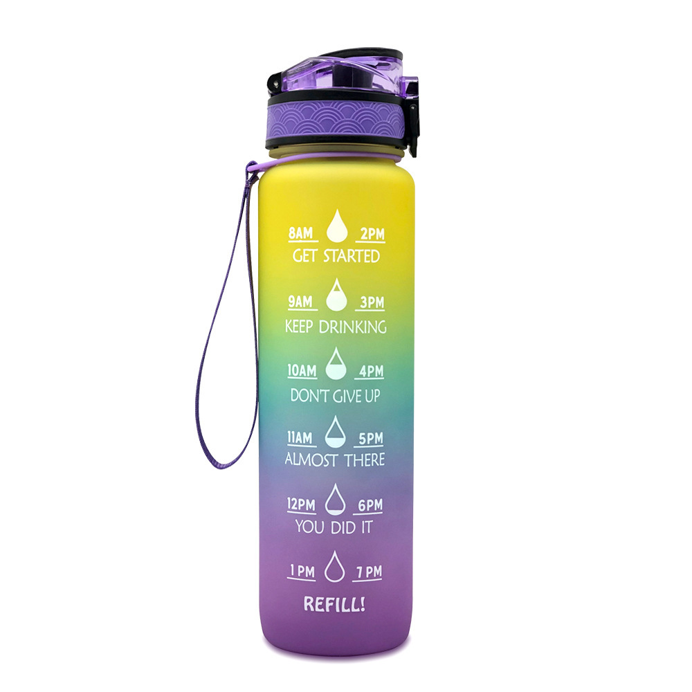1619059110384.jpg 1L Tritan Water Bottle With Time Marker Bounce Cover Motivational Water Bottle Cycling Leakproof Cup For Sports Fitness Bottles - Image 5