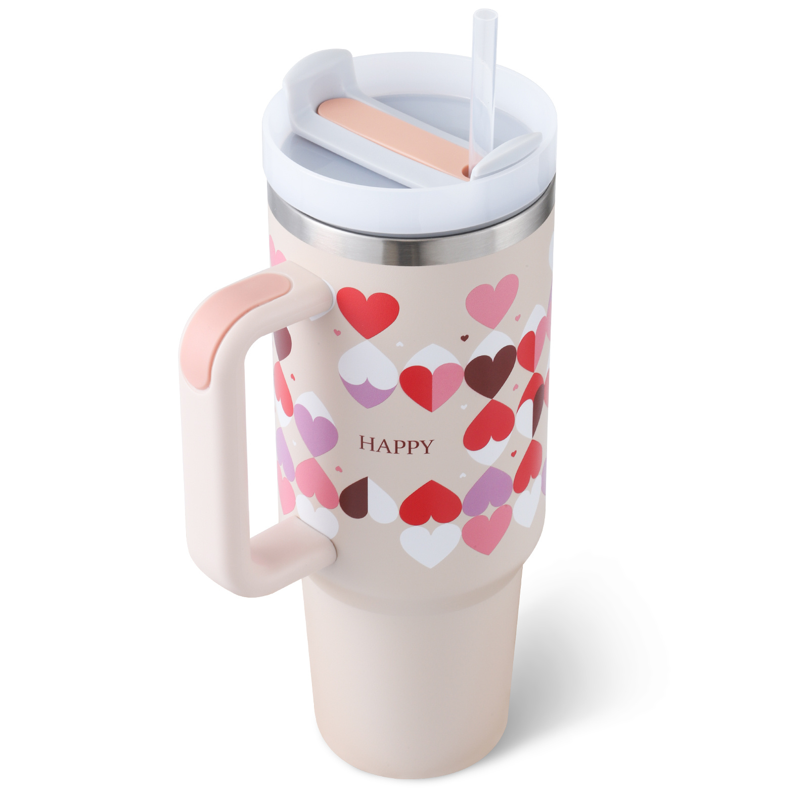 21087b52-2755-4f7a-9342-3d2be75fa096.jpg 40 Oz Tumbler With Handle Straw Insulated, Stainless Steel Spill Proof Vacuum Coffee Cup Tumbler With Lid Tapered Mug Gifts For Valentine Lover Suitable For Car Gym Office Travel - Image 9