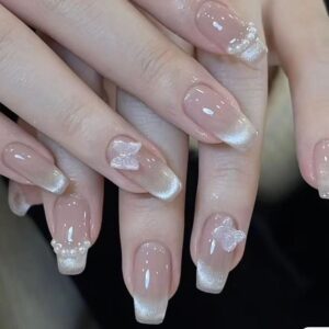 Short T Cat Eye Butterfly Removable Nail Patch Finished Product