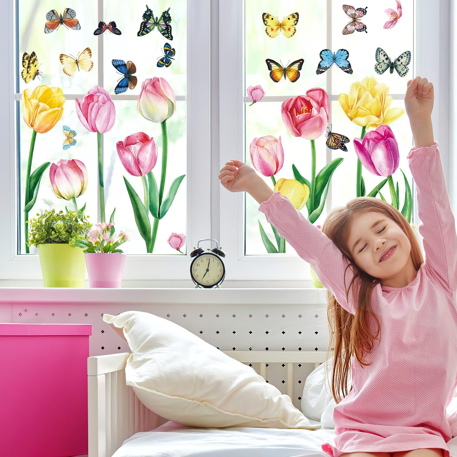 2d4bc513-e974-4b2b-8f22-3c8ab2149f20.jpg Window Stickers Spring Self-Adhesive 9 Sheets Spring Flowers Butterfly Window Stickers Double Sided Window Stickers Spring Hummingbird Window Stickers For Window Decoration Spring,415-10032-KG - Image 7