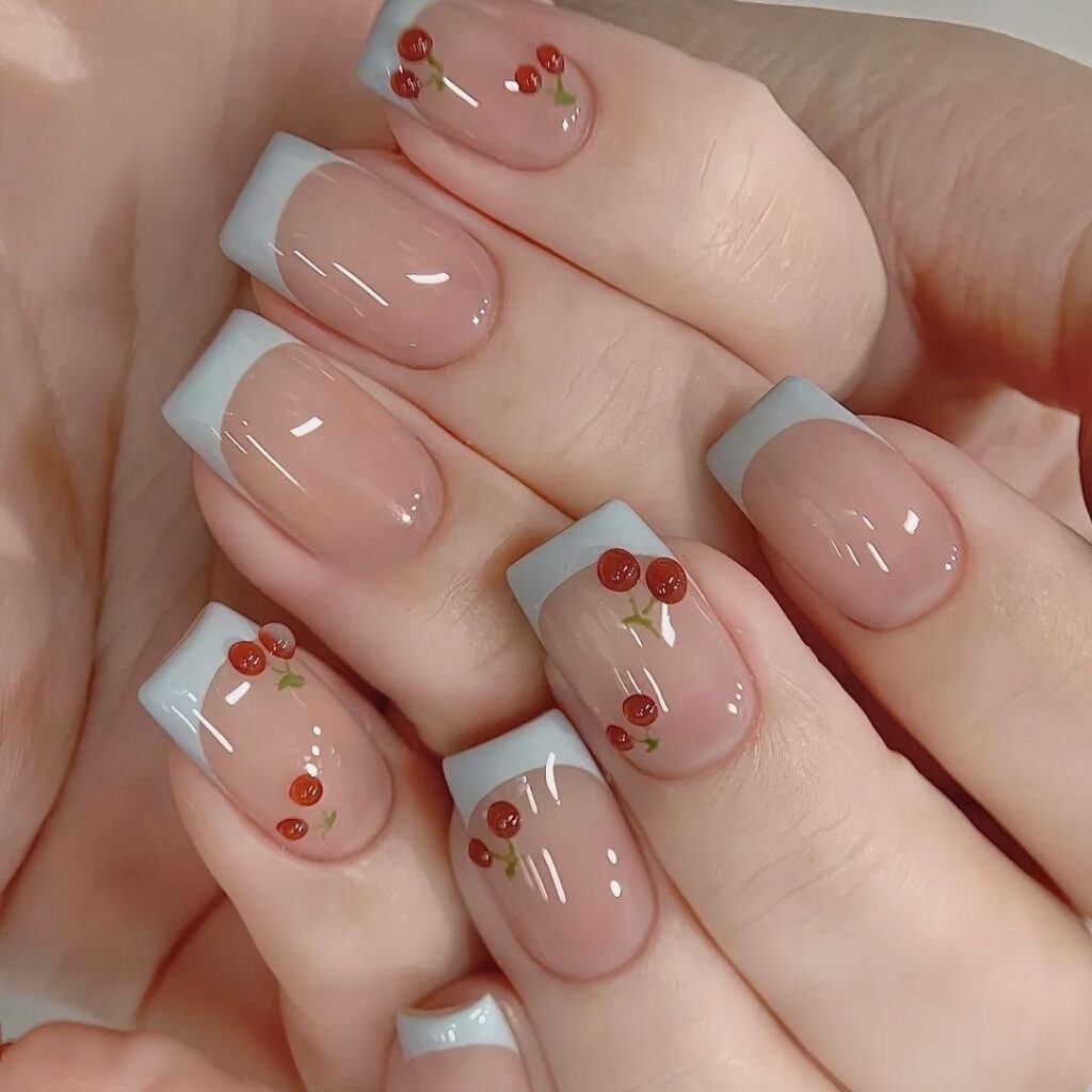 French Cherry Manicure Handmade Detachable Wear Nail