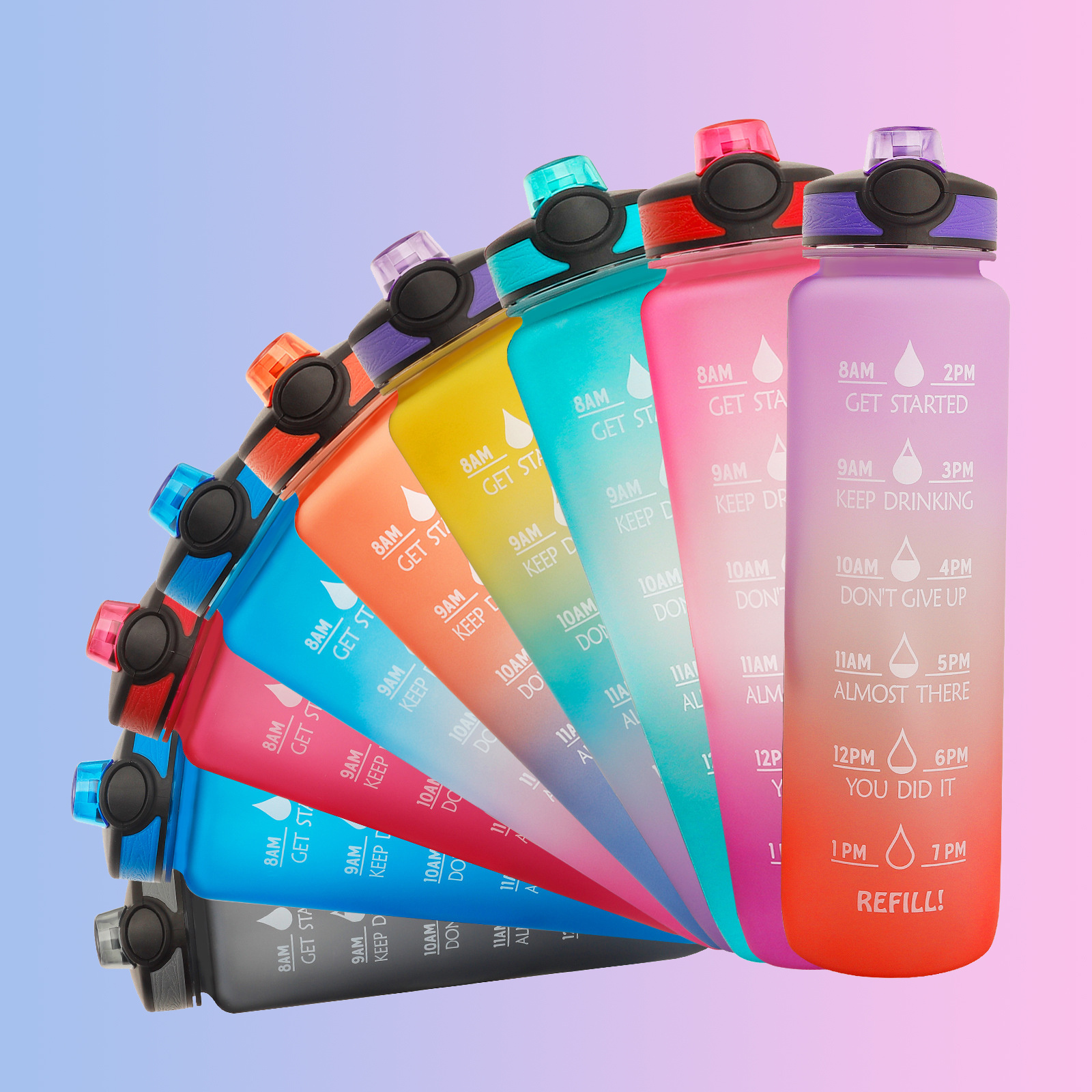 653372d9-7579-41de-9e7b-a998b613f5e8.jpg 1L Tritan Water Bottle With Time Marker Bounce Cover Motivational Water Bottle Cycling Leakproof Cup For Sports Fitness Bottles - Image 4