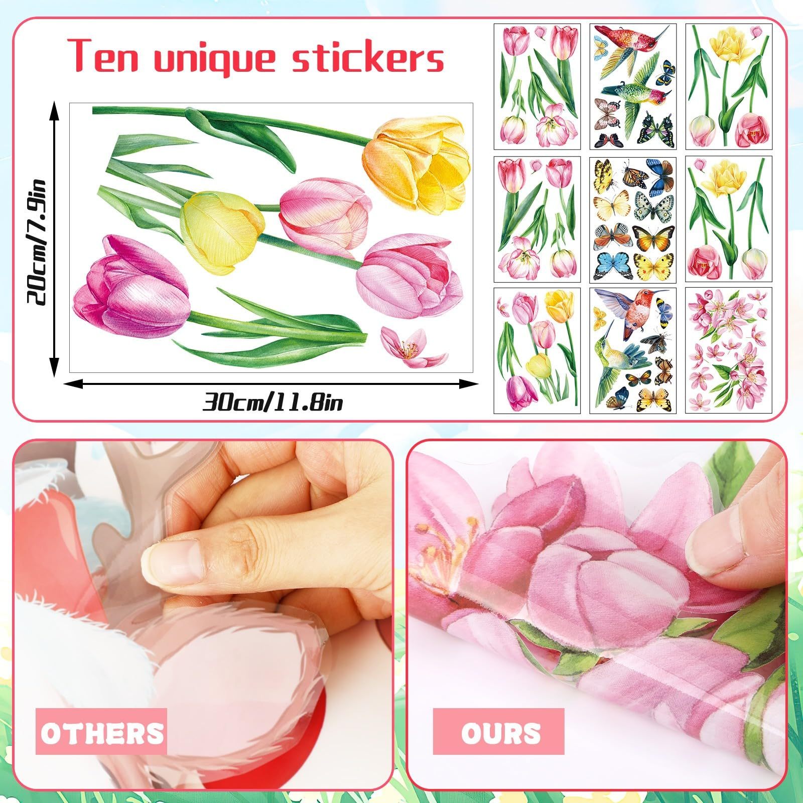 6af91347-48e9-42ce-8496-f5ebca91554c.jpg Window Stickers Spring Self-Adhesive 9 Sheets Spring Flowers Butterfly Window Stickers Double Sided Window Stickers Spring Hummingbird Window Stickers For Window Decoration Spring,415-10032-KG