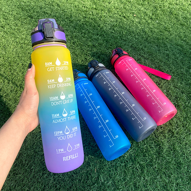 770c930e-d0bc-4de9-bd47-9ea824235ee6.jpg 1L Tritan Water Bottle With Time Marker Bounce Cover Motivational Water Bottle Cycling Leakproof Cup For Sports Fitness Bottles - Image 6