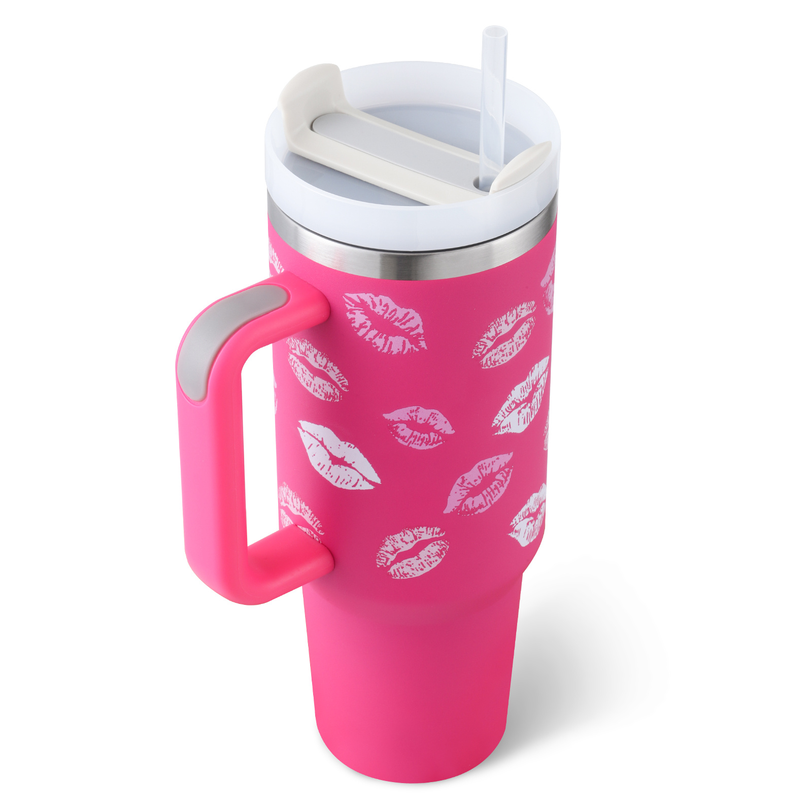 7bfe5357-bfad-47bf-a63c-ee50e402940b.jpg 40 Oz Tumbler With Handle Straw Insulated, Stainless Steel Spill Proof Vacuum Coffee Cup Tumbler With Lid Tapered Mug Gifts For Valentine Lover Suitable For Car Gym Office Travel - Image 8