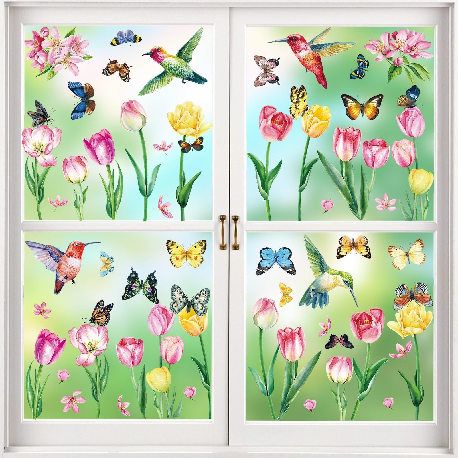 8710b89d-b959-44c7-a051-b13e2c41b187.jpg Window Stickers Spring Self-Adhesive 9 Sheets Spring Flowers Butterfly Window Stickers Double Sided Window Stickers Spring Hummingbird Window Stickers For Window Decoration Spring,415-10032-KG - Image 5