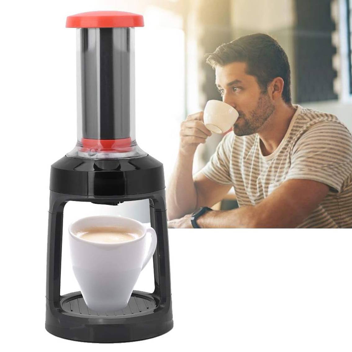 91a01403-3d60-4024-8214-af3ca664a8ed.jpg Coffee Machine Hand Pressing Home Manual Fit Capsule Coffee Powder - Image 2