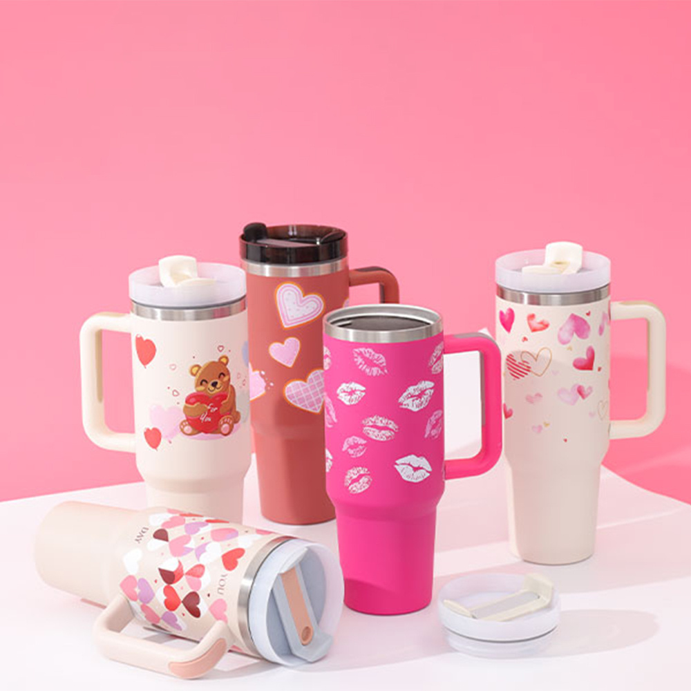 cee3f7df-3fff-49cf-ad9e-ef4e16d5f586.jpg 40 Oz Tumbler With Handle Straw Insulated, Stainless Steel Spill Proof Vacuum Coffee Cup Tumbler With Lid Tapered Mug Gifts For Valentine Lover Suitable For Car Gym Office Travel