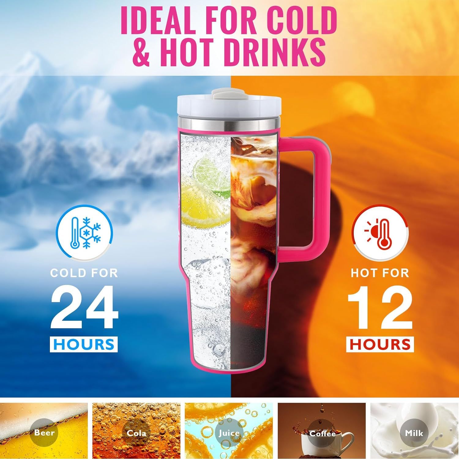 e0af704b-94b7-44f0-a118-6e90a9f6f7ac.jpg 40 Oz Tumbler With Handle Straw Insulated, Stainless Steel Spill Proof Vacuum Coffee Cup Tumbler With Lid Tapered Mug Gifts For Valentine Lover Suitable For Car Gym Office Travel - Image 6